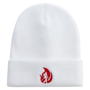 Fireman Embroidered 12 Inch Long Knitted Beanie - White OSFM