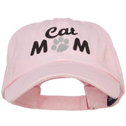 Cat Mom Words with Paw Embroidered Cotton Cap