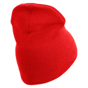 Marines Veteran Symbol Embroidered 8 Inch Short Beanie Made in USA - Red OSFM