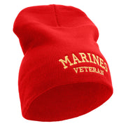 Marines Veteran Symbol Embroidered 8 Inch Short Beanie Made in USA - Red OSFM