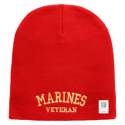 Marines Veteran Symbol Embroidered 8 Inch Short Beanie Made in USA - Red OSFM