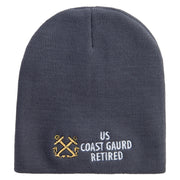 Made in USA Coast Guard Retired Embroidered 8 Inch Short Beanie - Charcoal OSFM