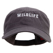 Wildlife Embroidered Garment Washed Adjustable Army Cap - Charcoal-Grey OSFM