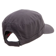 Wildlife Embroidered Garment Washed Adjustable Army Cap - Charcoal-Grey OSFM