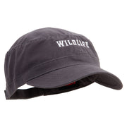 Wildlife Embroidered Garment Washed Adjustable Army Cap - Charcoal-Grey OSFM