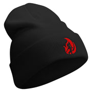 Fireman Embroidered 12 Inch Long Knitted Beanie - Black OSFM