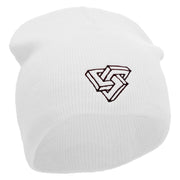 Optical Illusion Embroidered 8 Inch Short Beanie - White OSFM