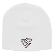 Optical Illusion Embroidered 8 Inch Short Beanie - White OSFM