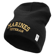 Marines Veteran Symbol Embroidered 8 Inch Short Beanie Made in USA - Black OSFM