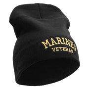 Marines Veteran Symbol Embroidered 8 Inch Short Beanie Made in USA - Black OSFM