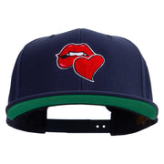 Valentines Day with Kiss Embroidered Wool Blend Prostyle Snapback - Navy OSFM