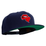 Valentines Day with Kiss Embroidered Wool Blend Prostyle Snapback - Navy OSFM