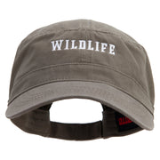 Wildlife Embroidered Garment Washed Adjustable Army Cap - Olive-Green OSFM