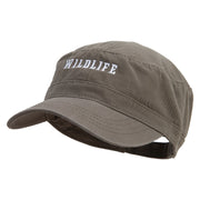 Wildlife Embroidered Garment Washed Adjustable Army Cap - Olive-Green OSFM