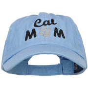 Cat Mom Words with Paw Embroidered Cotton Cap