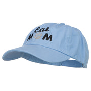 Cat Mom Words with Paw Embroidered Cotton Cap