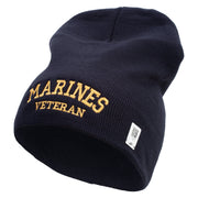 Marines Veteran Symbol Embroidered 8 Inch Short Beanie Made in USA - Navy OSFM