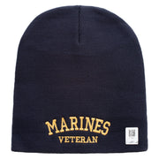 Marines Veteran Symbol Embroidered 8 Inch Short Beanie Made in USA - Navy OSFM