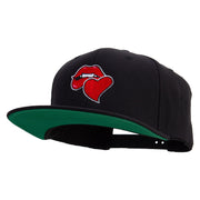 Valentines Day with Kiss Embroidered Wool Blend Prostyle Snapback - Black OSFM