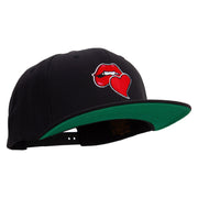 Valentines Day with Kiss Embroidered Wool Blend Prostyle Snapback - Black OSFM