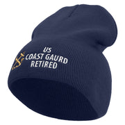 Made in USA Coast Guard Retired Embroidered 8 Inch Short Beanie - Navy OSFM