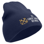 Made in USA Coast Guard Retired Embroidered 8 Inch Short Beanie - Navy OSFM