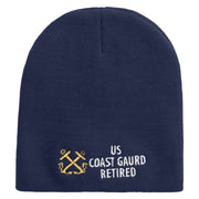 Made in USA Coast Guard Retired Embroidered 8 Inch Short Beanie - Navy OSFM