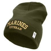 Marines Veteran Symbol Embroidered 8 Inch Short Beanie Made in USA - Olive OSFM