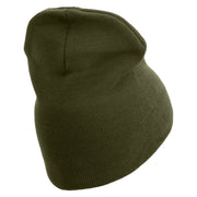 Marines Veteran Symbol Embroidered 8 Inch Short Beanie Made in USA - Olive OSFM