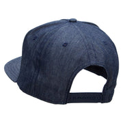 Striped Trout Fish Patched 5 Panel Flat Bill Snapback Cap - Denim-Navy OSFM