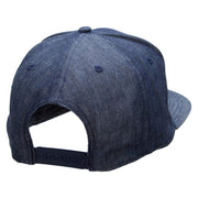 Striped Trout Fish Patched 5 Panel Flat Bill Snapback Cap - Denim-Navy OSFM