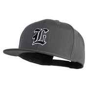 Old English Black L Patched 6 Panels Round Bill Cap - Dark Grey OSFM