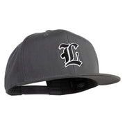 Old English Black L Patched 6 Panels Round Bill Cap - Dark Grey OSFM