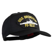 USS Bronstein FF 1037 Patched Solid Cotton Twill 5 Panel Prostyle Snap Cap - Black OSFM