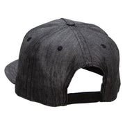 Striped Trout Fish Patched 5 Panel Flat Bill Snapback Cap - Denim-Black OSFM