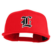 Old English Black L Patched 6 Panels Round Bill Cap - Red OSFM