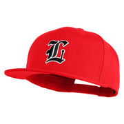 Old English Black L Patched 6 Panels Round Bill Cap - Red OSFM