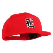 Old English Black L Patched 6 Panels Round Bill Cap - Red OSFM
