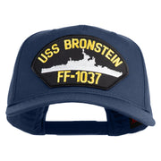 USS Bronstein FF 1037 Patched Solid Cotton Twill 5 Panel Prostyle Snap Cap - Navy OSFM