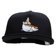 Striped Trout Fish Patched 5 Panel Flat Bill Snapback Cap