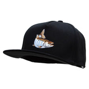 Striped Trout Fish Patched 5 Panel Flat Bill Snapback Cap