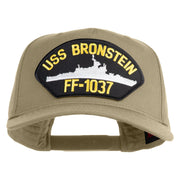 USS Bronstein FF 1037 Patched Solid Cotton Twill 5 Panel Prostyle Snap Cap - Khaki OSFM
