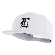 Old English Black L Patched 6 Panels Round Bill Cap - White OSFM