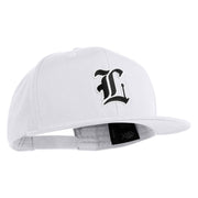 Old English Black L Patched 6 Panels Round Bill Cap - White OSFM