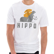 Sunset Hippo Graphic Design Unisex Lane Seven Ring Spun Combed Cotton Short Sleeve Deluxe Jersey T-Shirt - White XS