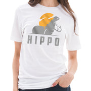 Sunset Hippo Graphic Design Unisex Lane Seven Ring Spun Combed Cotton Short Sleeve Deluxe Jersey T-Shirt - White XS