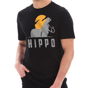 Sunset Hippo Graphic Design Unisex Lane Seven Ring Spun Combed Cotton Short Sleeve Deluxe Jersey T-Shirt - Black XS