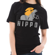 Sunset Hippo Graphic Design Unisex Lane Seven Ring Spun Combed Cotton Short Sleeve Deluxe Jersey T-Shirt - Black XS