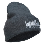 Chicago Skyline Embroidered Long Beanie