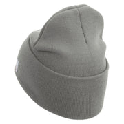 US Marine Corps Seal Logo Embroidered 12 Inch Solid Knit Cuff Long Beanie Made in USA - Dk-Ash OSFM